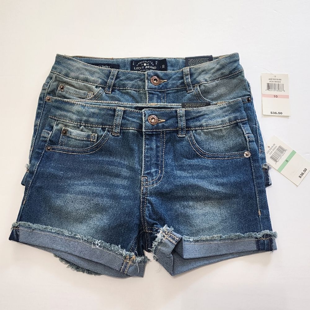 NWT Lucky Brand Girls 8, 10 - Riley‎ Denim Cuff Stretch Shorts